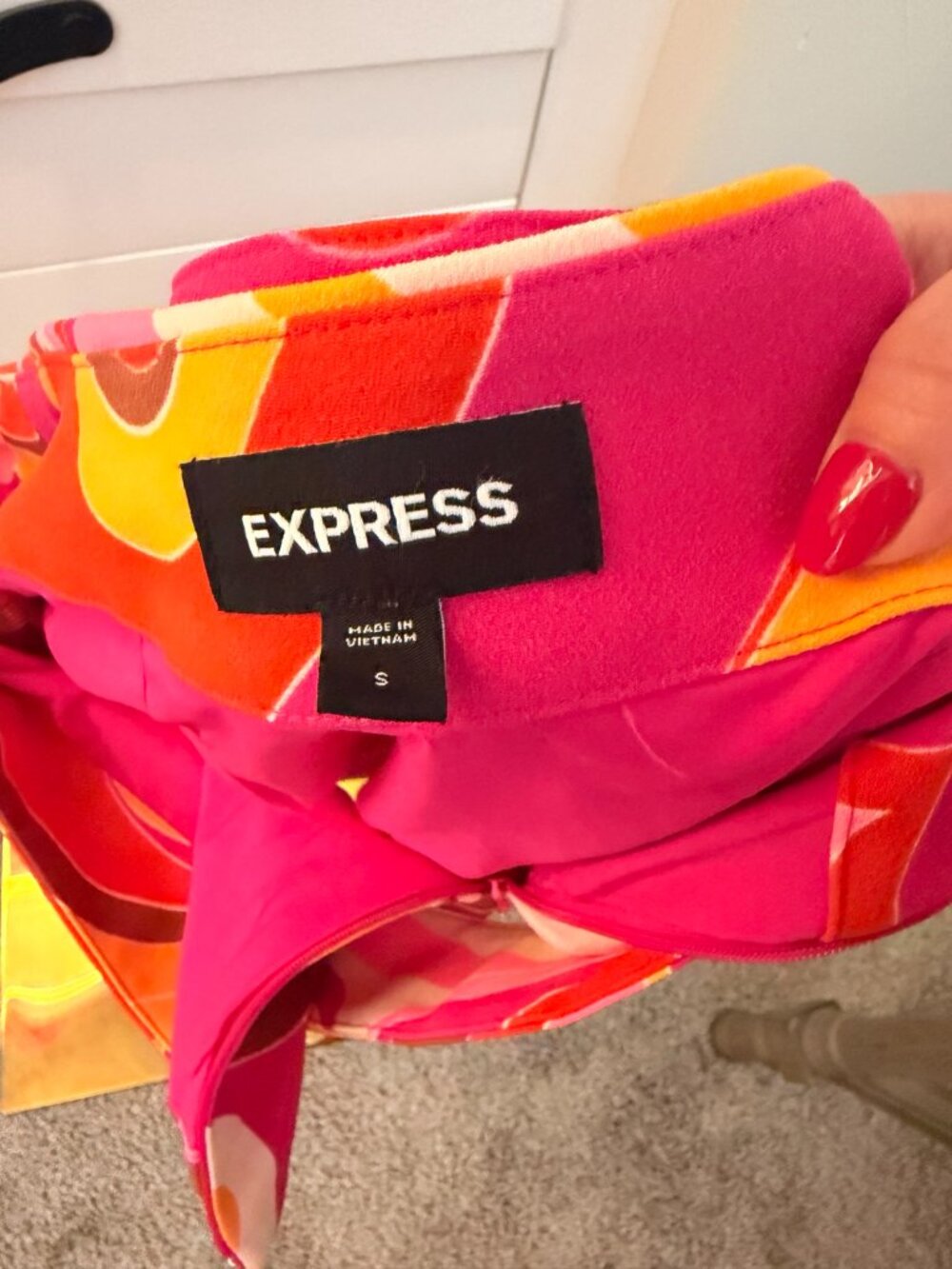Express Retro Floral Mini Skirt Belted Pink Orange Size S - Picture 3 of 3